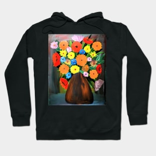 Some lovely bright mixed flowers in a metallic bronze Hoodie